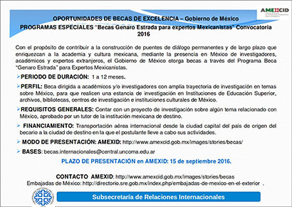 CONVOCATORIA 2016 PARA BECAS DEL GOBIERNO DE MÉXICO